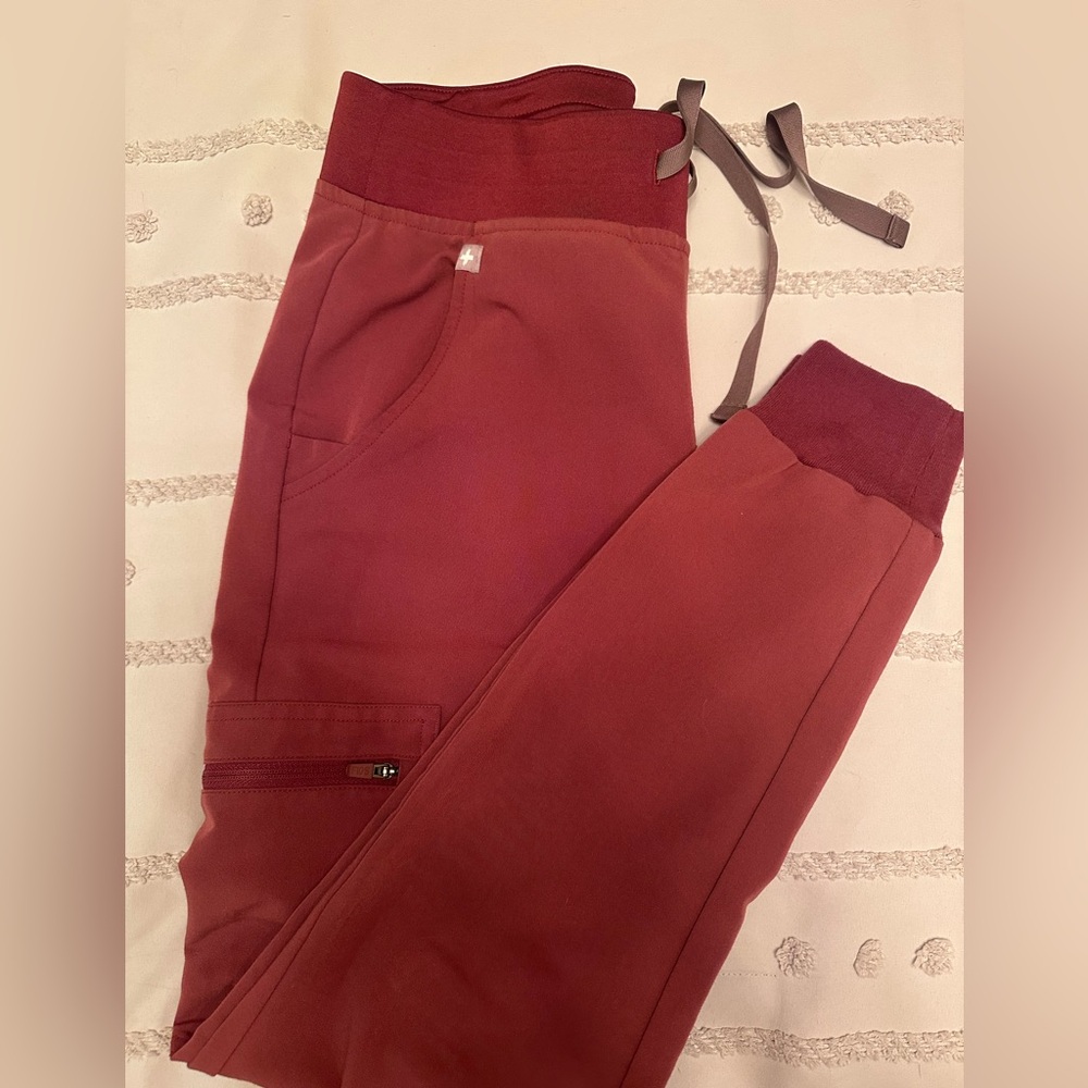 FIGS Red/Maroon Jogger Pants with Pockets